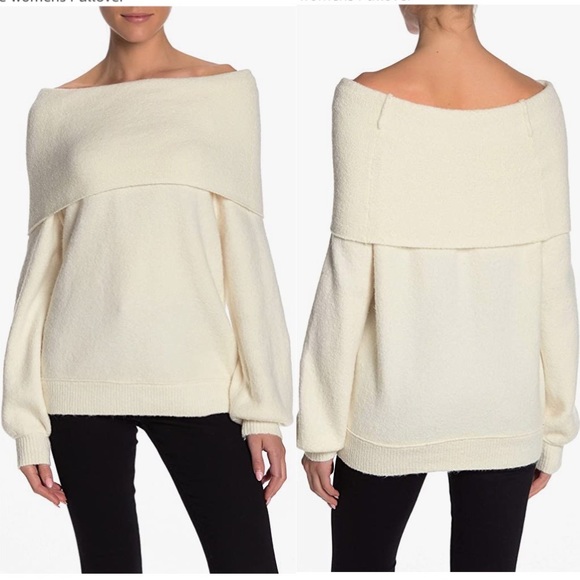 Free People Sweaters - Free People Echo Beach Cowl Neck Pullover Sweater Size L ivory/off white